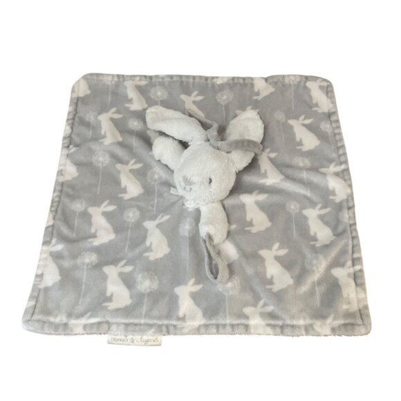 Blankets and Beyond Bunny Rabbit Lovey Grey White Security Blanket Plush 16 In. - Picture 2 of 6